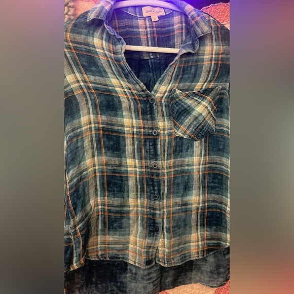 Anthropologie cloth and stone flannel top - Picture 3 of 5